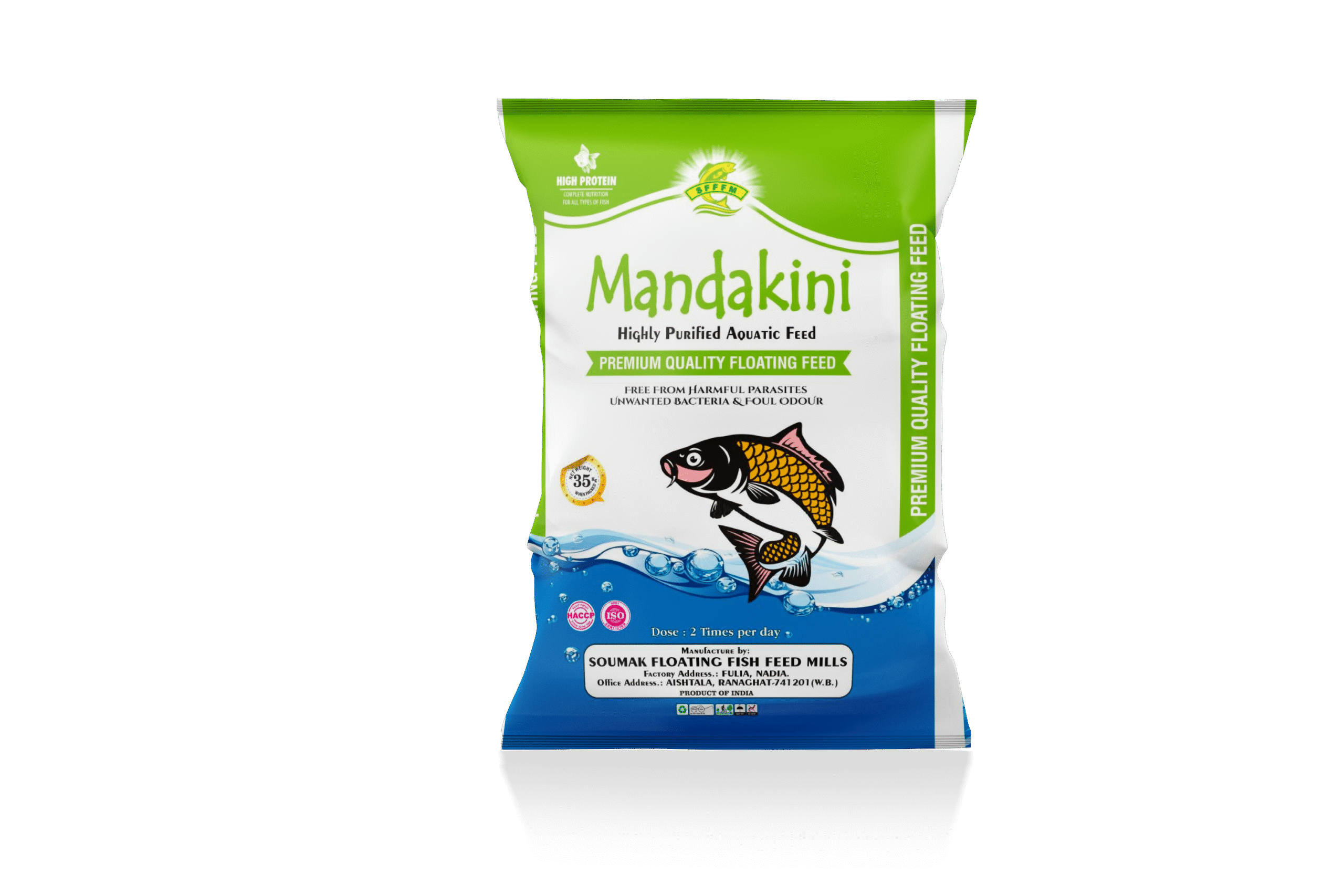 Mandakini Premium Floating Fish Feed – 24% Protein (3mm & 4mm Pellets)
